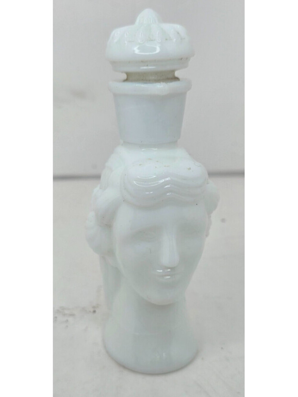 Vintage Retro 1970s Avon "Grecian Ptcher Milk Glass Bottle Decanter 6.5" Empty